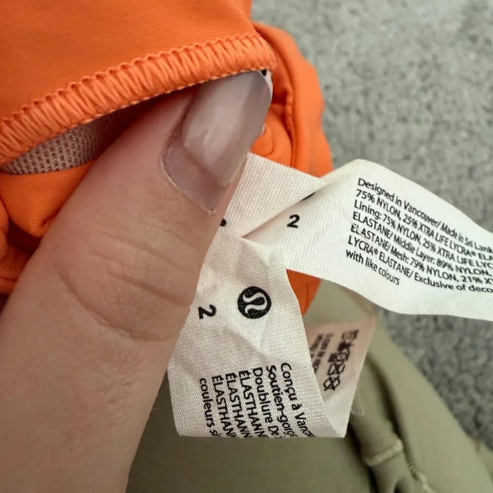 Lululemon Athletica Vibrant Orange Sports Bra
